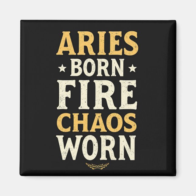 Imán Aries Nacido Fuego Desgastado  (Frente)