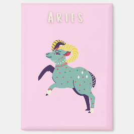 Imán Aries rosa, zodiaco, impresión de signo zodiacal