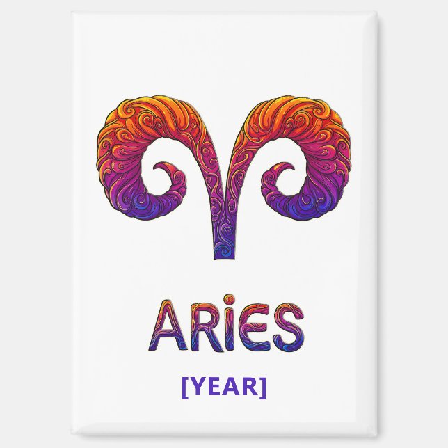 Imán Aries Zodiac Sign / Zodiaco Aries (Anverso)