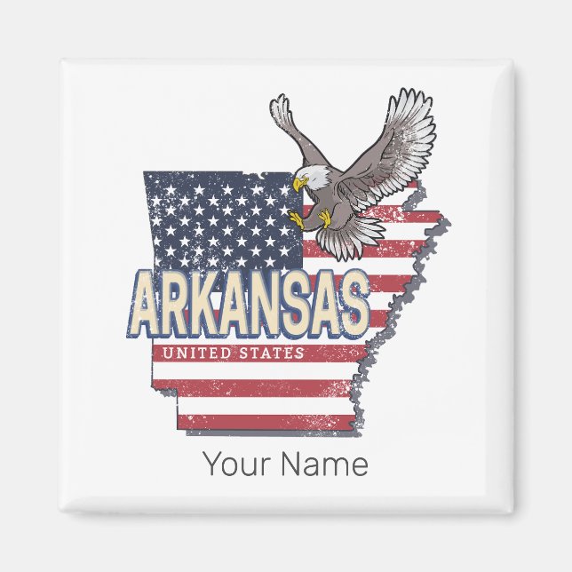 Imán Arkansas Estados Unidos Retro Map Vintage Estados  (Frente)