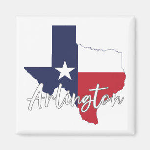 Imán Arlington, Texas Flag Map Magnet