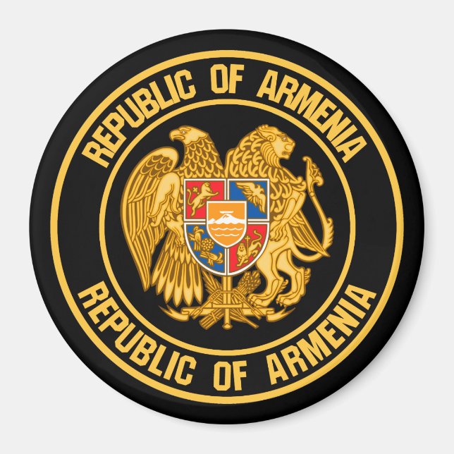 Imán Armenia redonda Emblema (Frente)
