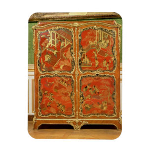 Imán Armoire con cuatro paneles lacados rojos Chinoiser