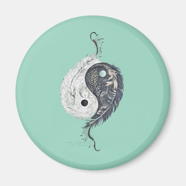 Imán Armonía de plumas Yin Yang Magnet (Frente)