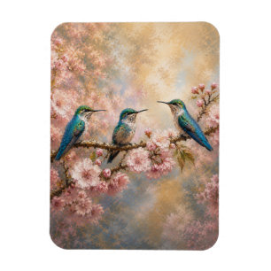 Imán Armonía de primavera, colibríes entre flores de ce