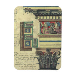 Imán Arquitectura antigua, columna con moldura de corni