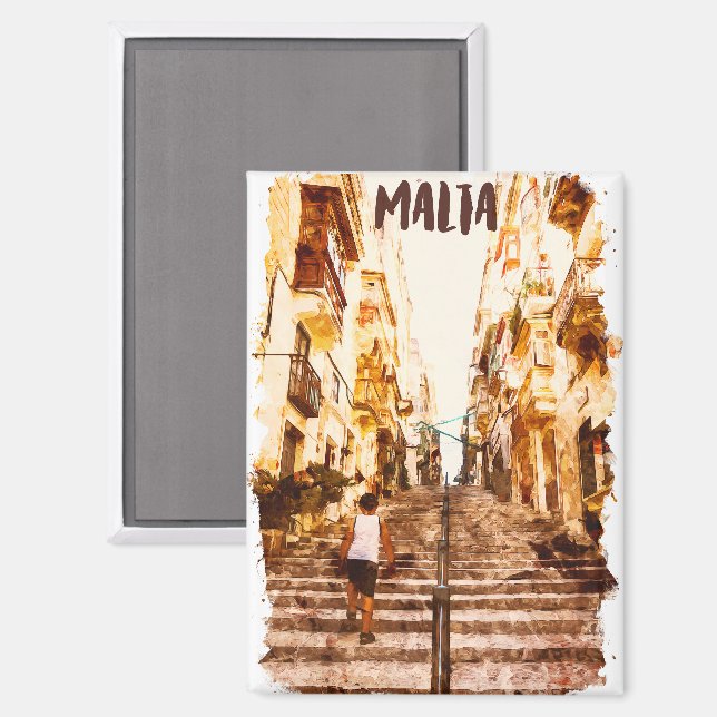 Imán Arquitectura de la isla europea de Malta (Anverso/Reverso)