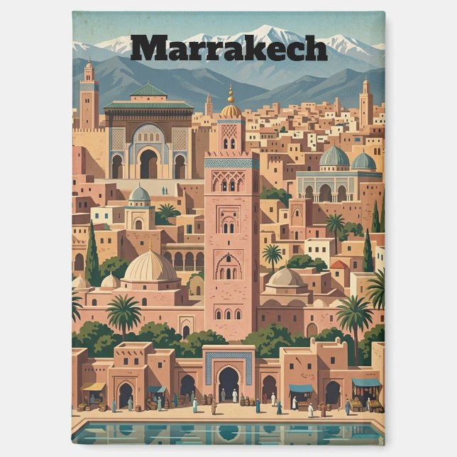 Imán Arquitectura de Marrakech Marruecos Viajes Vintage (Anverso)