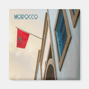 Imán Arquitectura de Marruecos con bandera, foto de via