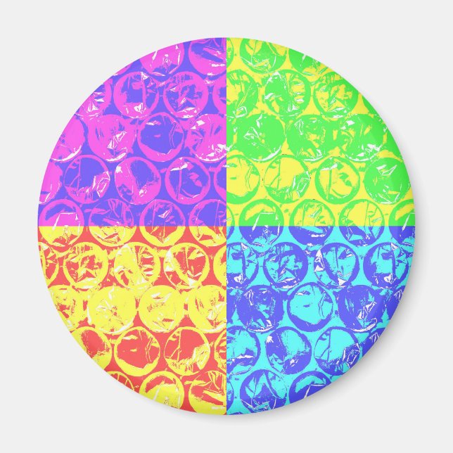 Imán Arreglo de burbujas de arte pop arcoiris (Frente)