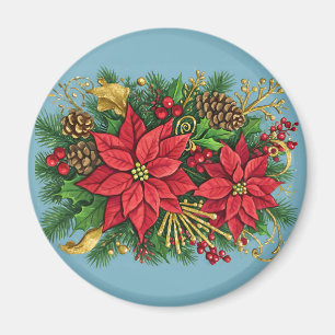 Imán Arreglo Floral Colorido para Navidad
