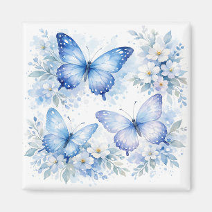 Imán Arreglo Floral de Mariposa Azul