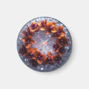 Imán Arreglo floral elegante con orquídeas
