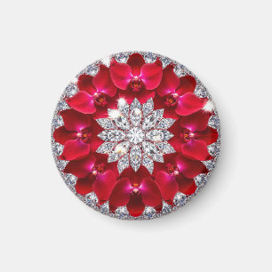 Imán Arreglo floral elegante con orquídeas rojas