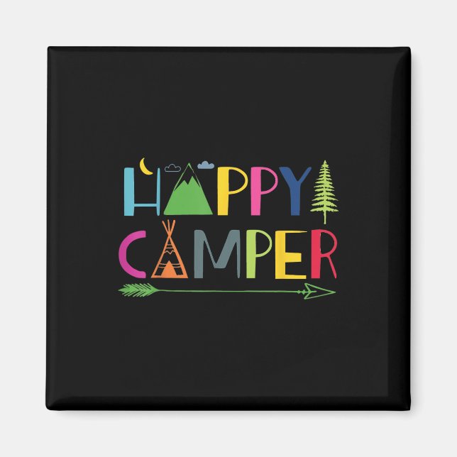 Imán Arrow Camper Happy Summer Camp Camping Gift Hombre (Frente)