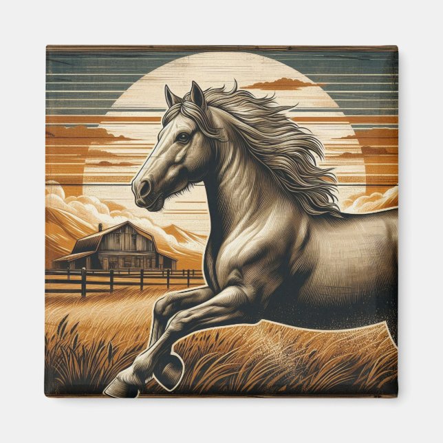 Imán Arroz/caballo vintage/occidente (Frente)