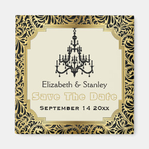 Imán Art Deco candelabro boda Save the Date