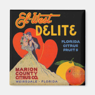 Imán Art deco de Los Ángeles 1930 Delite Florida Citrus