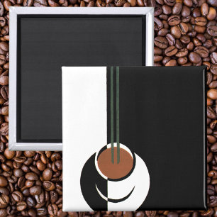 Imán Art déco del vintage, taza de café con vapor