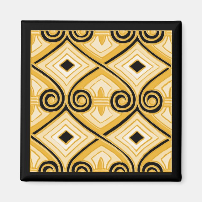 Imán Art Deco hace Persia (amarillo y negro) (Frente)