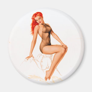 Imán Art Deco Redhead Pin Up
