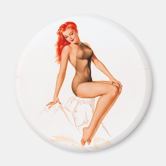 Imán Art Deco Redhead Pin Up (Frente)