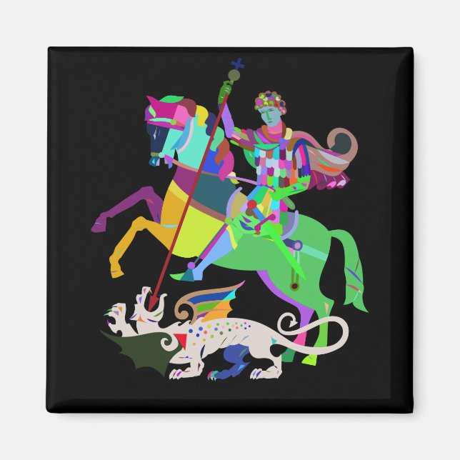 Imán Art Deco St George la capa del dragón (Frente)