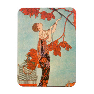 Imán Art Deco vintage, pájaro ligero de George Barbier