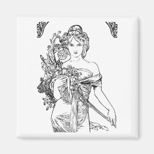 Imán Art Nouveau Alphonse Mucha Magnet
