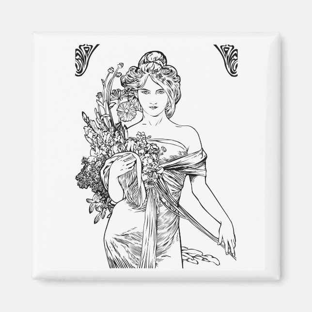 Imán Art Nouveau Alphonse Mucha Magnet (Frente)