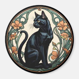 Imán Art Nouveau Black Cat