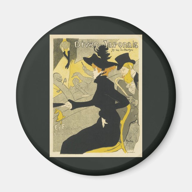 Imán Art Nouveau, Divan Japonais por Toulouse Lautrec (Frente)
