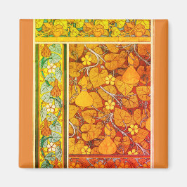 Imán Art Nouveau goloso floral elegante otoño naranja v