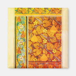 Imán Art Nouveau goloso floral elegante otoño naranja v