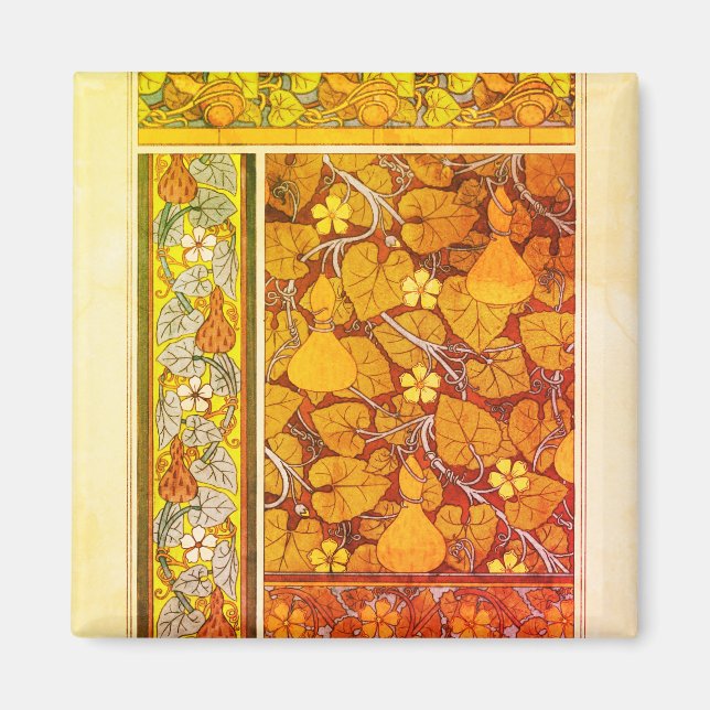 Imán Art Nouveau goloso floral elegante otoño naranja v (Frente)