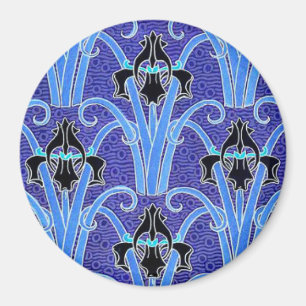 Imán Art Nouveau iris floral elegante verneuil negro bl