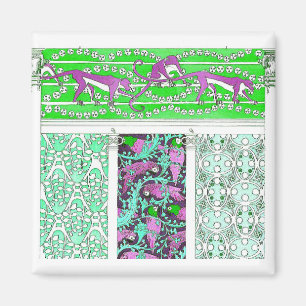 Imán Art Nouveau loro monkey jungla diseño tropical