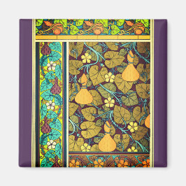 Imán Art Nouveau otoño floral elegante gourd púrpura