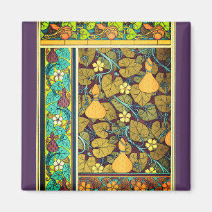 Imán Art Nouveau otoño floral elegante gourd púrpura