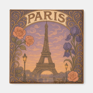Imán Art Nouveau Paris Torre Eifel Floral