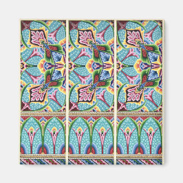 Imán Art Nouveau patrón abstracto arte textil colorido