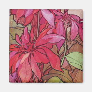 Imán Art Nouveau Poinsettia Navidades Fridge Magnet