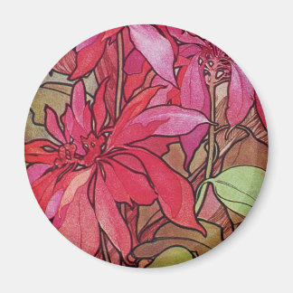 Imán Art Nouveau Poinsettia Navidades Fridge Magnet