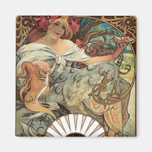 Imán Art Nouveau victoriano antiguo de Alphonse Mucha