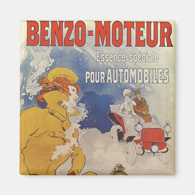 Imán Art Nouveau vintage, Benzo Moteur por Jules Cheret (Frente)