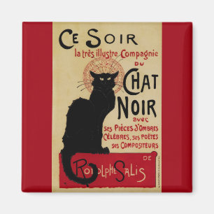 Imán Art Nouveau vintage, chat Ce Soir Noir gato negro