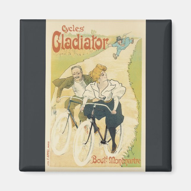 Imán Art Nouveau vintage, gladiador ciclo bicicletas (Frente)