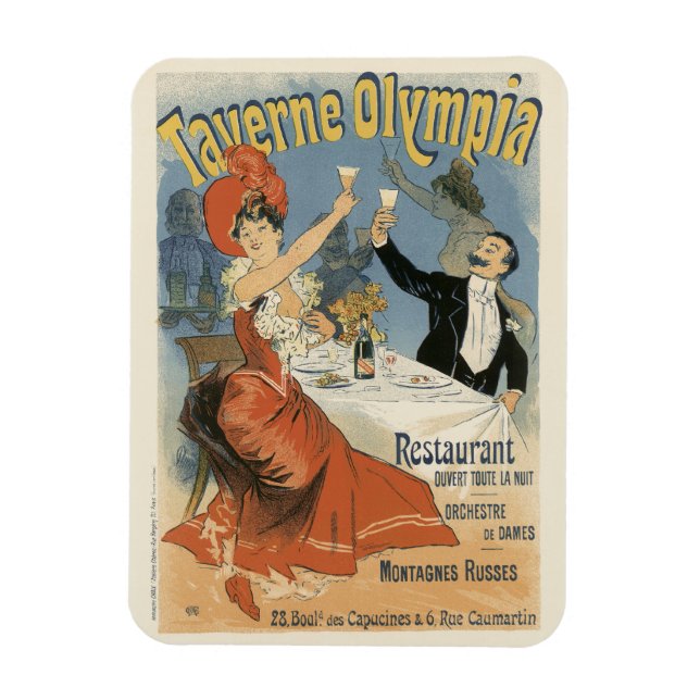 Imán Art Nouveau vintage, restaurante Taverne Olympia (Vertical)