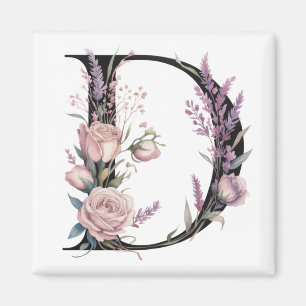 Imán Art Nuevo Morado, Rosa y Dorado Letra D