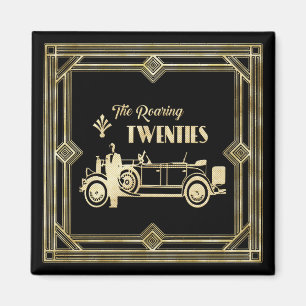Imán ArtDeco The Roaring Twenties Black Gold Gatsby Car